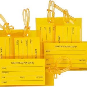 7 Pack TravelMore Luggage Tags for Suitcases, Flexible Silicone Travel ID Identification Labels Set for Bags & Baggage – Yellow