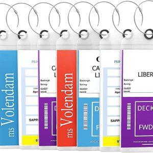 Highwind Clear Plastic Cruise Luggage Tags for Suitcases - Compatible with All Cruise Lines - E-tag Holders with Zip Seal and Steel Loops - Waterproof Cruise Tags (8-Pack, Clear)